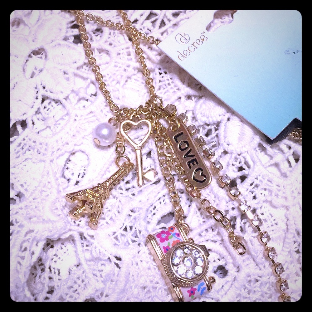 Decree CameraEiffeltowerLoveKeyTasselcharmNecklace